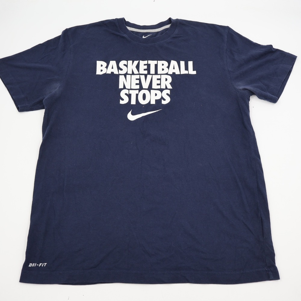 Nike Basketball Never Stops T-Shirt Mens Large Navy Blue Dri-FIT Graphic 463366